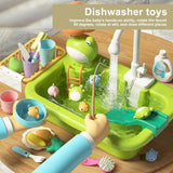 1 Set Dishwasher Toys Rich Accessories 90 Degrees Rotating Faucet Water Circulation Children Kitchen Mini Dishwasher Toys Gift