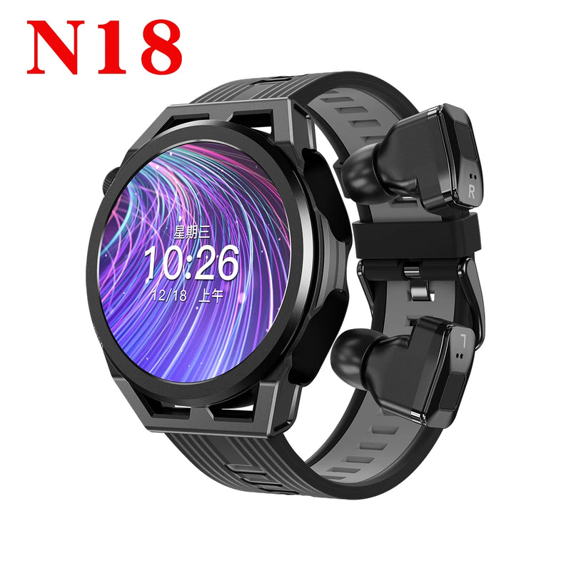 2023 New 2 In 1 TWS Wireless Headphone Local Music Smart Watch Blue Tooth Call 1.43 AMOLED Bracelet Sports Earphone Smartwatch