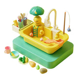 1 Set Dishwasher Toys Rich Accessories 90 Degrees Rotating Faucet Water Circulation Children Kitchen Mini Dishwasher Toys Gift