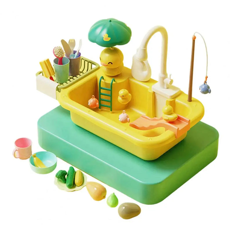 1 Set Dishwasher Toys Rich Accessories 90 Degrees Rotating Faucet Water Circulation Children Kitchen Mini Dishwasher Toys Gift