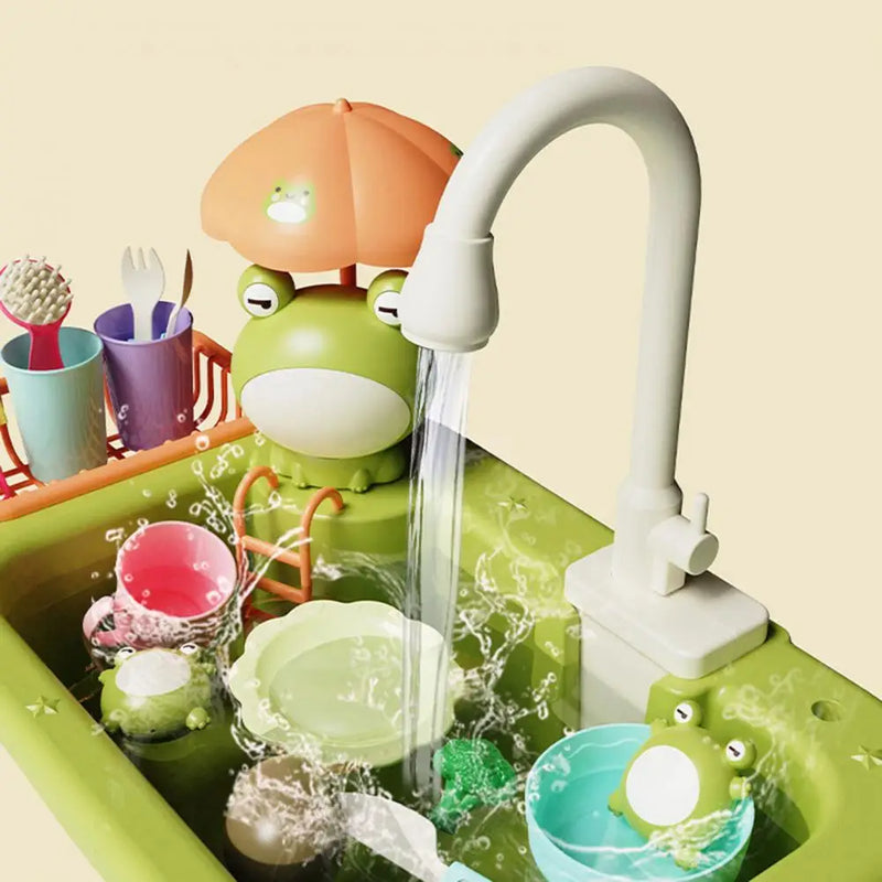 1 Set Dishwasher Toys Rich Accessories 90 Degrees Rotating Faucet Water Circulation Children Kitchen Mini Dishwasher Toys Gift